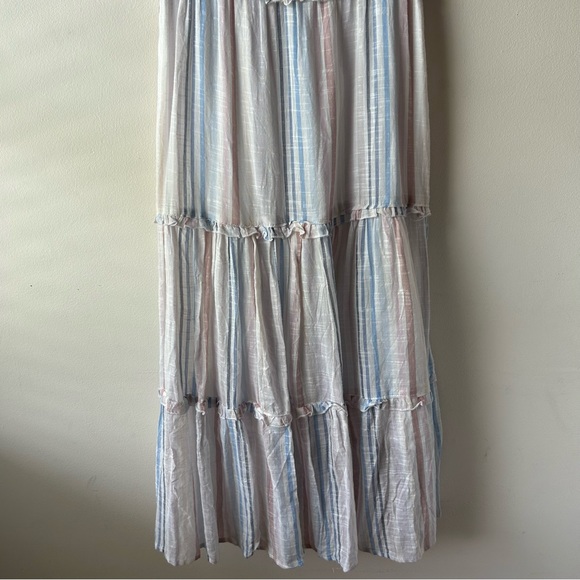 5 FOR $25 | Violet Skies 100% Cotton Stripe Tiered Ruffle Strap Midi Dress S - Picture 7 of 11